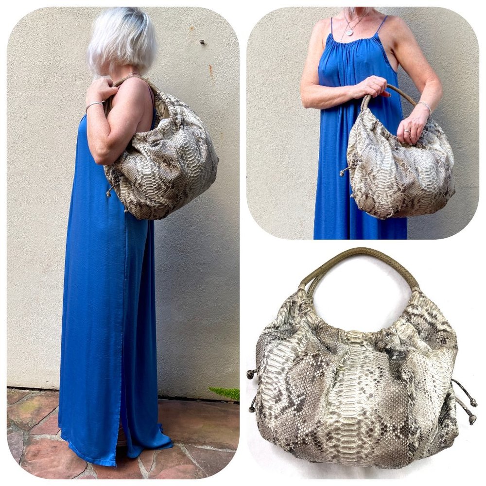 Auc {Presmer} Geniune Python skin slouch Hobo bag